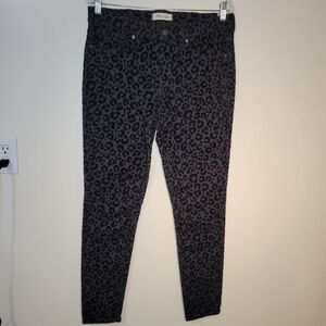 Madewell (Women's 29) 9" Mid-rise Skinny Black Cheetah Pants Jeans